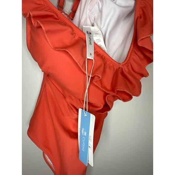 NWT CUPSHE Women's One Piece Swimsuit in Coral Size Small‎ - Picture 5 of 5